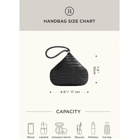 Black Faux Leather Woven Clutch Purse for Women - Evening Bag with Zipper - Picture 7 of 7